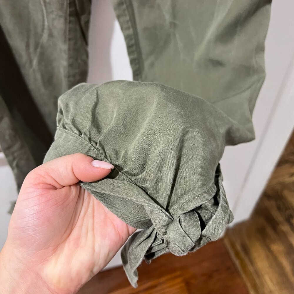 Abercrombie & Fitch Olive Green Tie-Hem Pants - Size L - Picture 5 of 8